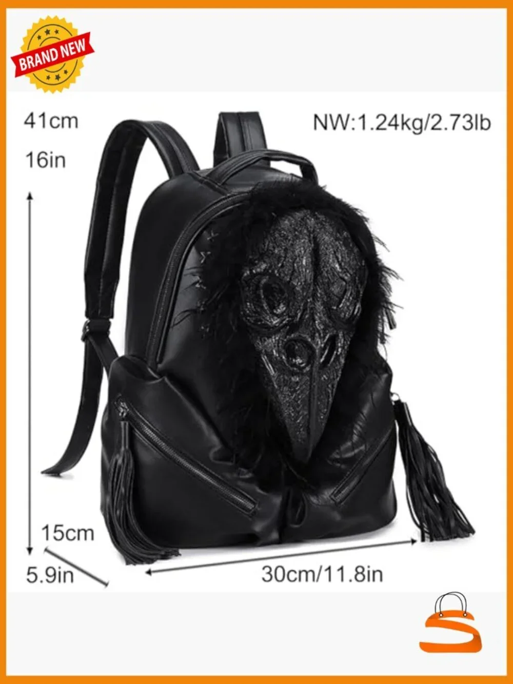 3D Skull Gothic Punk PVC Backpack Daypack Laptop Shoulder Bag Rave